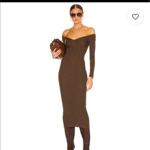 Tucci Knit Bustier Dress in Chocolate L'Academie Revolve